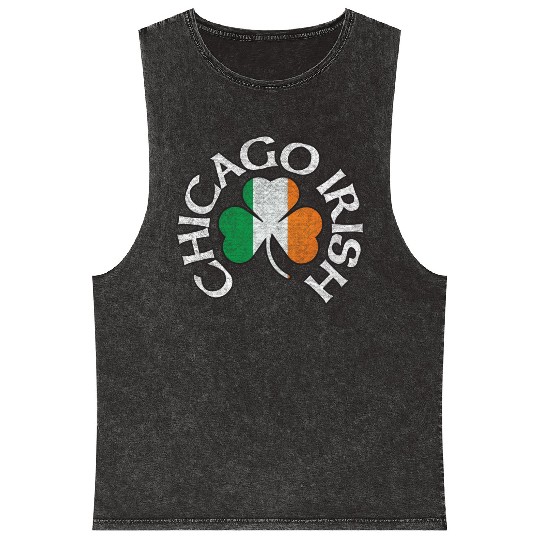 Chicago Irish Shamrock Apparel Mineral Wash Tank Tops