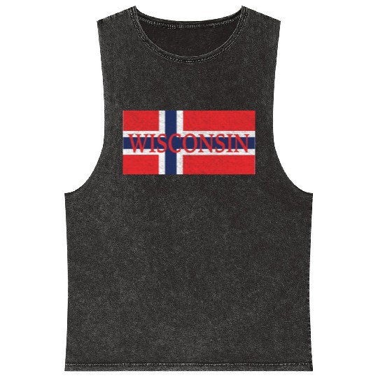 Wisconsin Norwegian Flag Mineral Wash Tank Tops