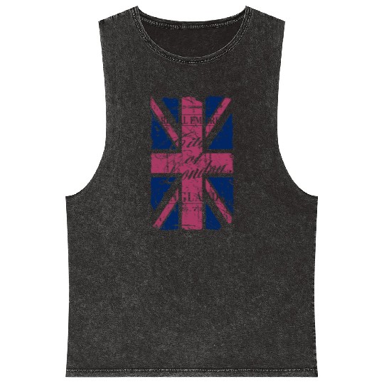 Union Jack - London - Vintage Look Mineral Wash Tank Tops