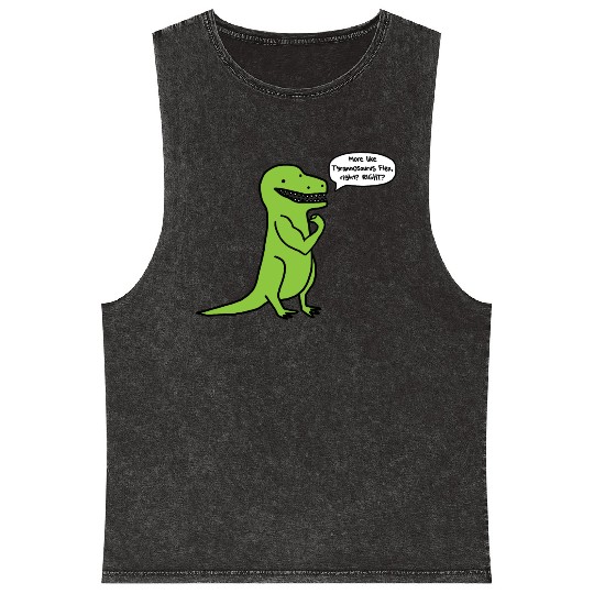 Funny gym t-rex Mineral Wash Tank Tops