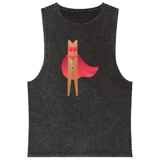 Clothes Peg Superhero Mineral Wash Tank Tops
