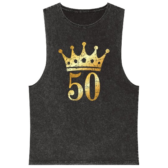 50th Birthday & Anniversary Crown (Golden-Yellow) Mineral Wash Tank Tops
