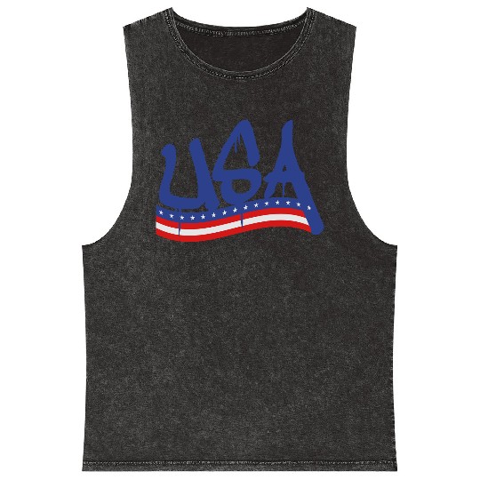 graffiti text banner usa united states america 3 c Mineral Wash Tank Tops