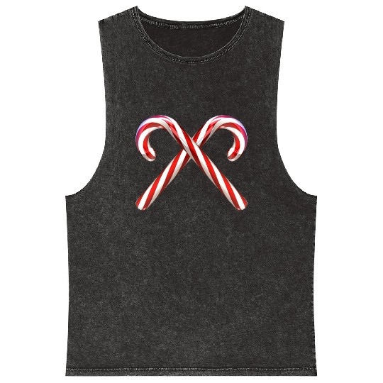Crossed candy canes Mineral Wash Tank Tops