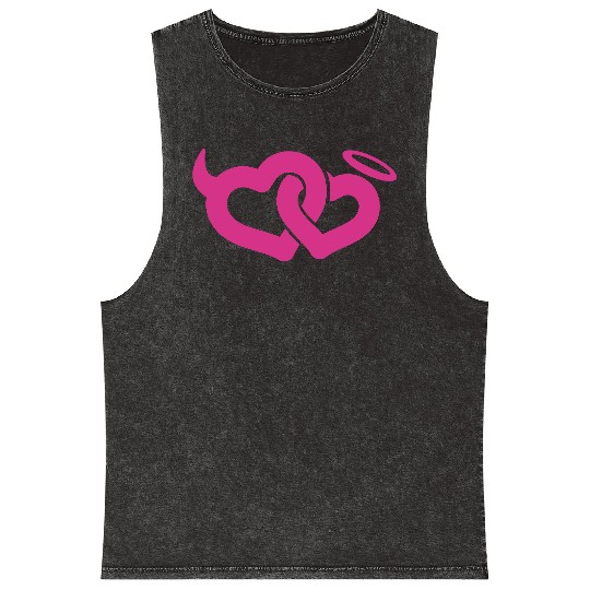 devil & angel hearts Mineral Wash Tank Tops