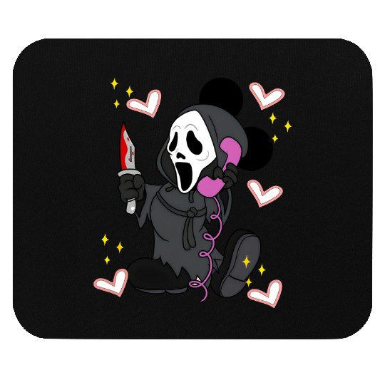 Disney Mickey Scream No You Hang Up Mouse Pads, Mickey Ghost Scream Ghostface Phone Call Mouse Pads