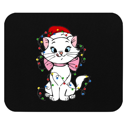 Disney Marie Aristocats Cat Santa Christmas Lights Mouse Pads