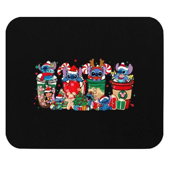 Disney Christmas Stitch Coffee Latte Mouse Pads