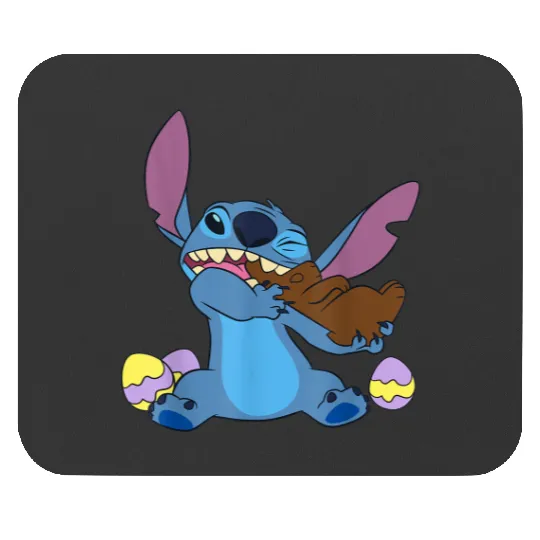 Disney Stitch Eats Chocolate Bunny Easter Shoes Am Mouse Pads