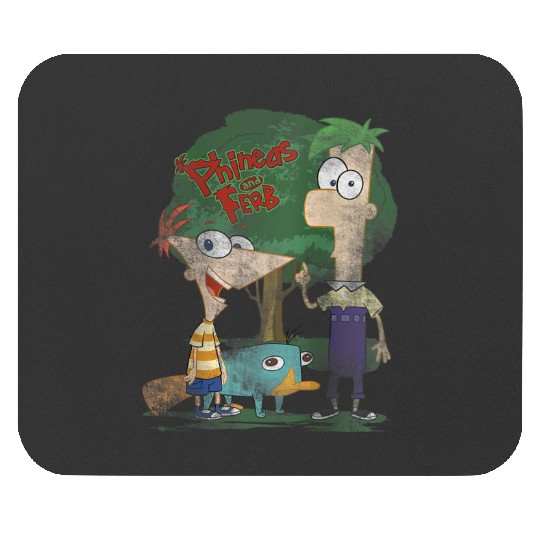 Disneys Phineas And Ferb Hanging Out With Perry Distressed Mouse Pads