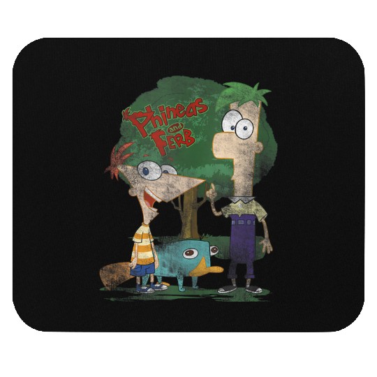Disneys Phineas And Ferb Hanging Out With Perry Distressed Mouse Pads