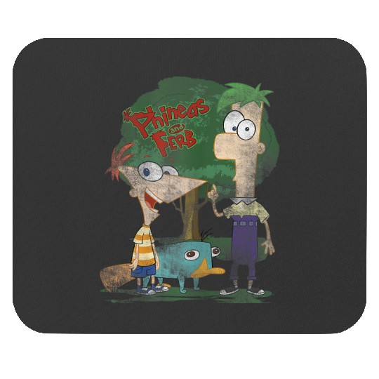 Disneys Phineas And Ferb Hanging Out With Perry Distressed Mouse Pads