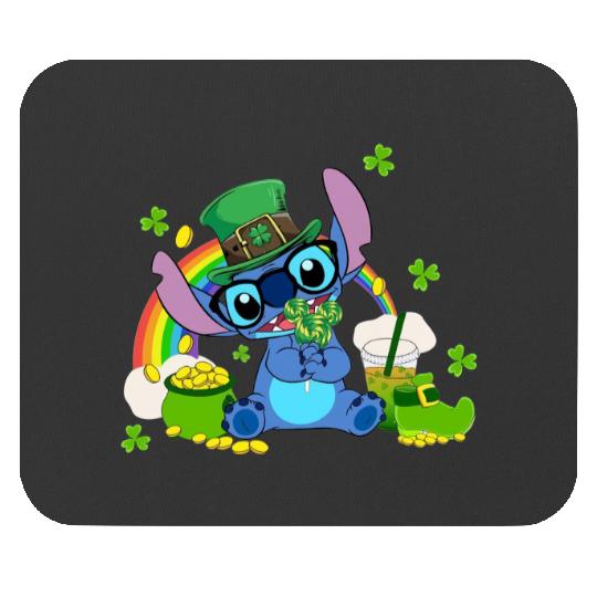 Disney Stitch Snacks And Drink On St. Patrick's Day Mouse Pads