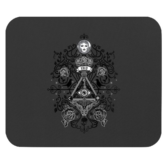 The Haunted Mansion 1313 disneysland Dr All Seeing Eye Symbol Raglan Mouse Pads