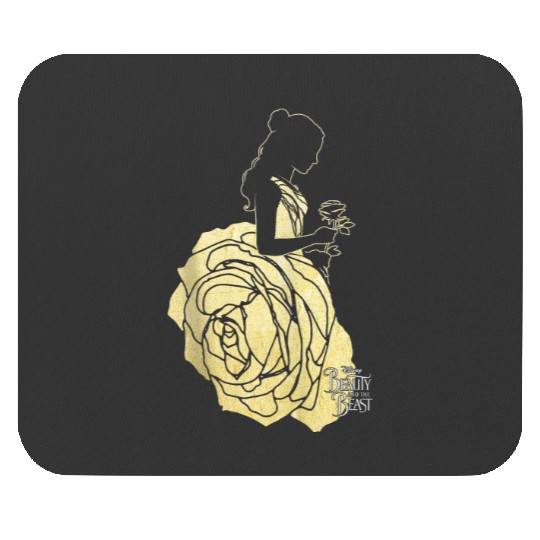 Disney Beauty And The Beast Belle Gold Rose Gown Silhouette Mouse Pads