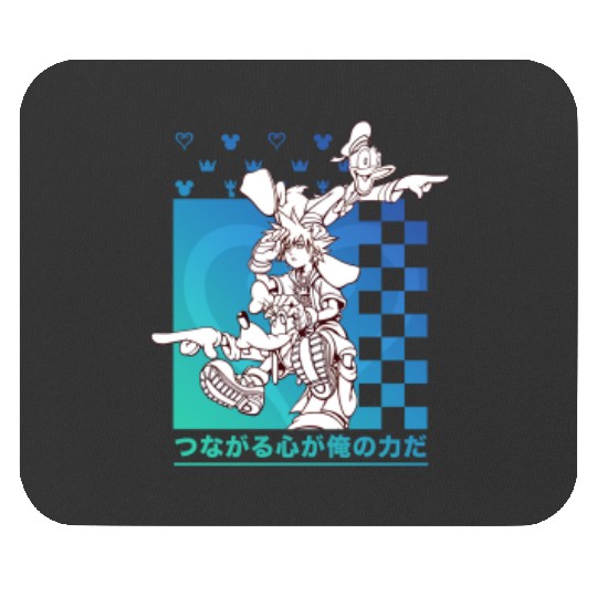 Disney Kingdom Hearts Sora Donald Goofy Kanji Checkerboard Mouse Pads