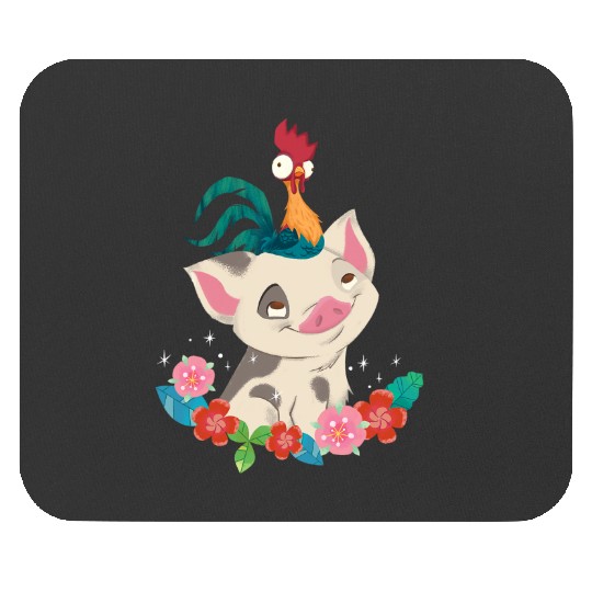 Disney Moana Hei Hei Rooster Pua Flowers Sketch Portrait Mouse Pads