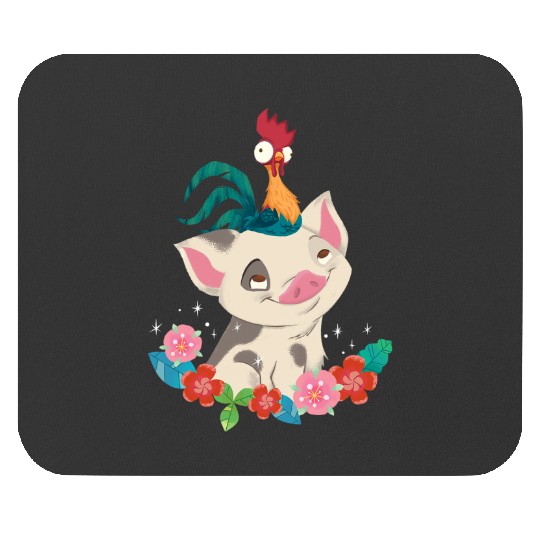 Disney Moana Hei Hei Rooster Pua Flowers Sketch Portrait Mouse Pads