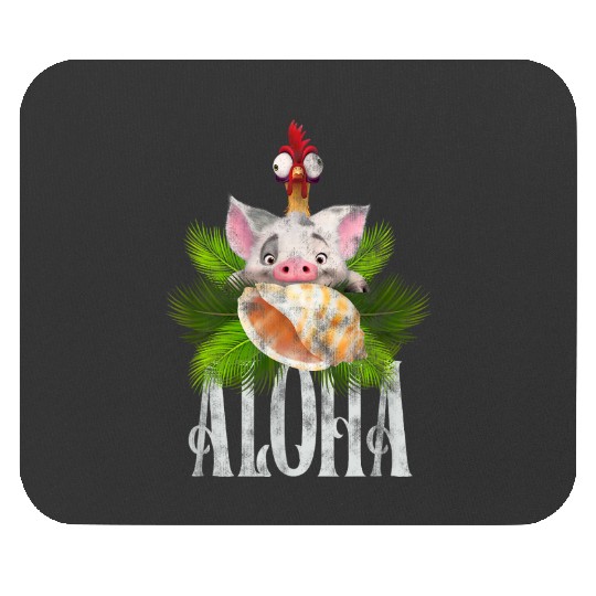 Disney Moana Aloha Pua And Hei Hei Distressed Tropical Logo gifts trends Mouse Pads