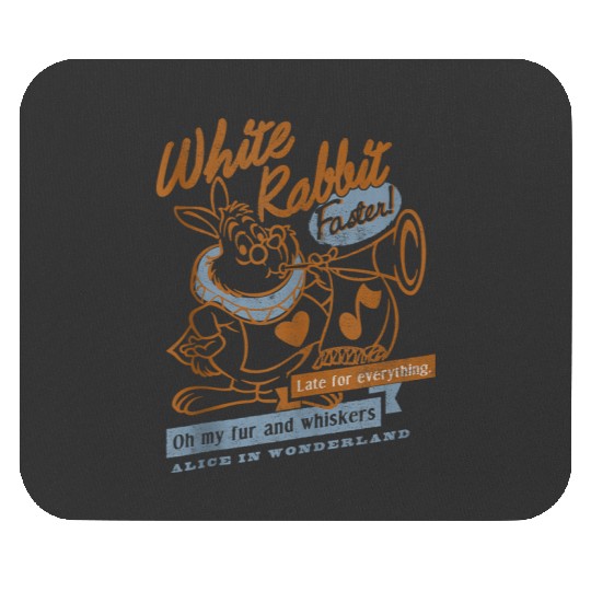Disneyss Alice In Wonderland White Rabbit Outlined Text Poster Mouse Pads