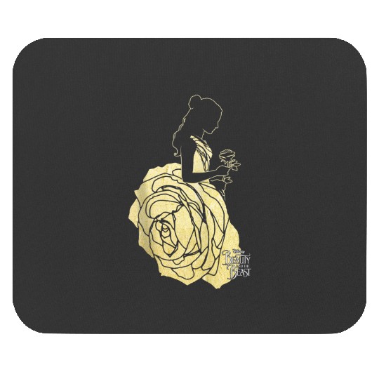 Disney Beauty And The Beast Belle Gold Rose Gown Silhouette Mouse Pads