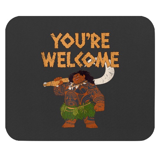 Disneyss Moana Maui Confident Pose You're Welcome Retro Logo Mouse Pads