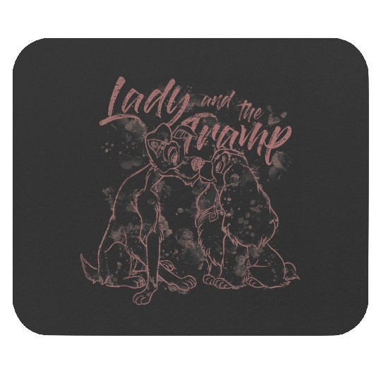 Disneyss The Lady And The Tramp Pink Line Art Portrait Mouse Pads
