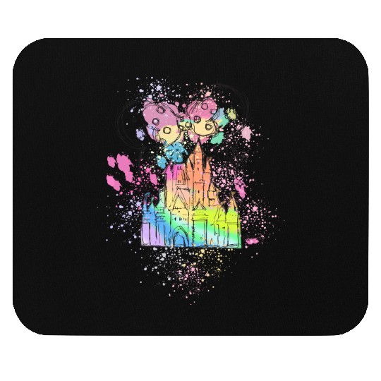 Rainbow Pastel Watercolor Castle Disney Mouse Pads, Minnie Mouse Mouse Pads