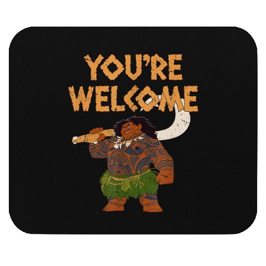 Disneys Moana Maui Confident Pose You're Welcome Retro Logo Mouse Pads