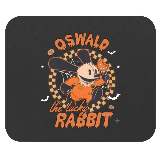 Retro Disney Oswald The Lucky Rabbit Halloween Mouse Pads, Spooky Season Mouse Pads