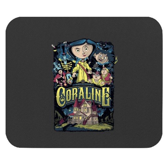 Coraline Mouse Pads, Coraline Doll Mouse Pads, Vintage Disney Halloween Party Mouse Pads