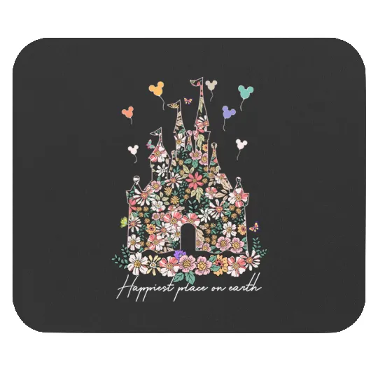 Discover Disney Castle Floral  Mouse Pads, Vintage Disney Castle Flower Mouse Pads