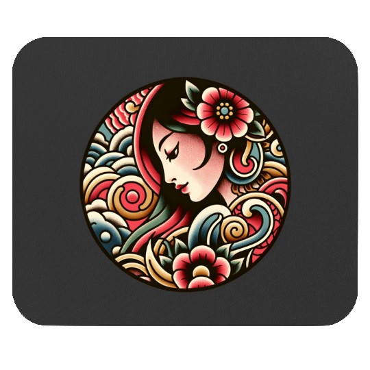 Tropical Floral Girl Tattoo  : Disney princess tattoo Shirt,  Princess tattoo vintage t shirt, Disney princess tattoo Gift Fan S-5XL Mouse Pads