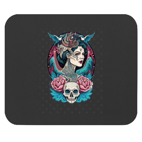 Traditional Beautiful Colorful 1920s Flapper with Blue Birds: Disney princess tattoo Shirt,  Princess tattoo vintage t shirt, Disney princess tattoo Gift Fan S-5XL Mouse Pads