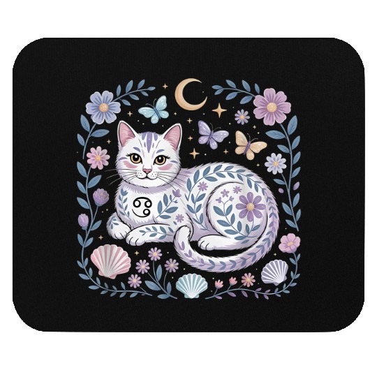 Cancer Zodiac Cat Mystical Art Mouse Pads