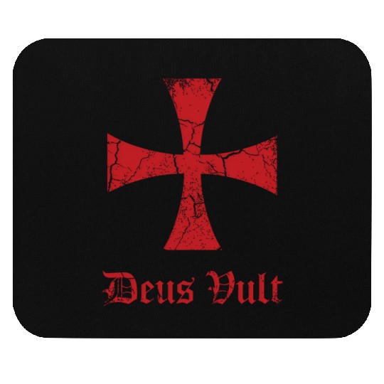 Distressed Deus Vult Knights Templar Cross Crusade Mouse Pads