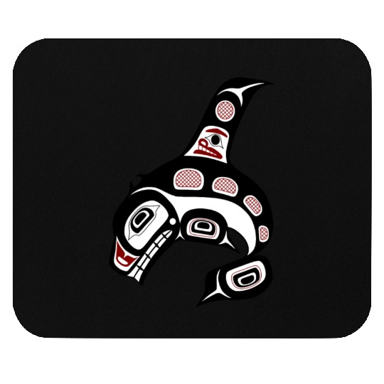 Native American Red Black Haida Orca Killer Whale Mouse Pads
