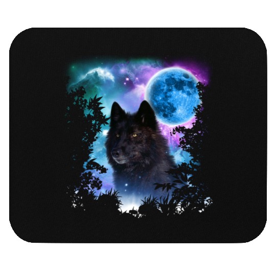 Black Wolf MidNight Forest Mouse Pads