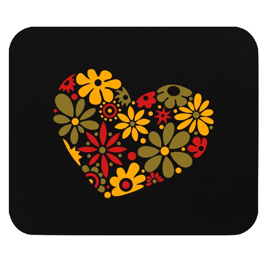 Flowerpower Heart Colorful Design Mouse Pads