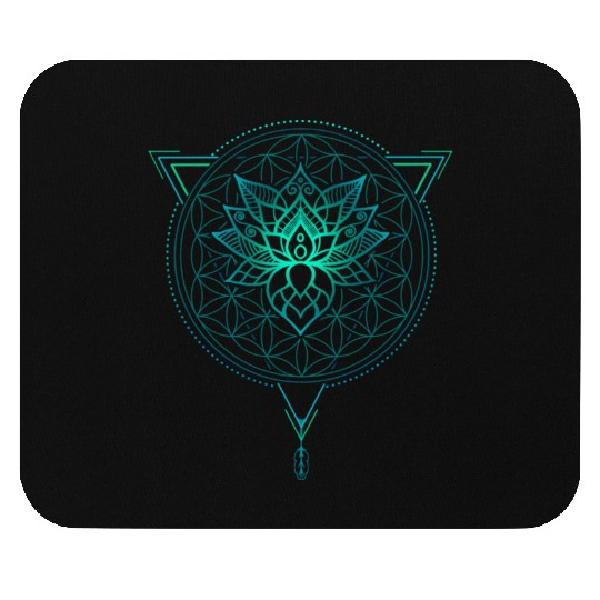 Lotus of Life Mandala in Geometric Triangle Mouse Pads