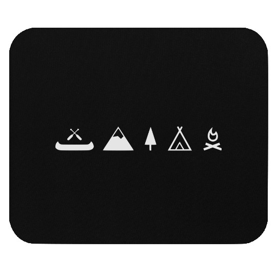 Camping canoe, campfire with mountain Mouse Pads