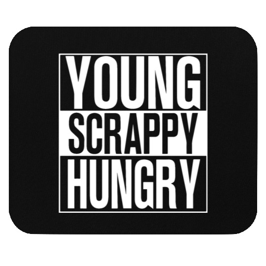 young scrappy hungry black and white Mouse Pads chef