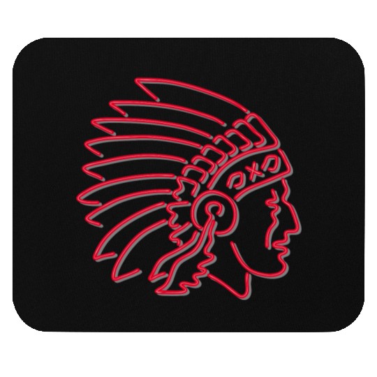 Native American Indian Chief Neon Sign Mouse Pads