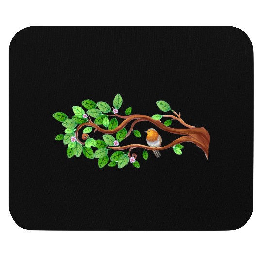 tree flowers bird Mouse Pads