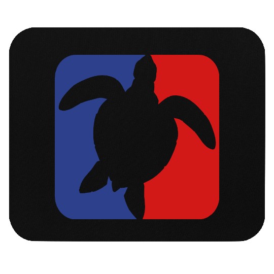 red blue square button sea turtle silhouette outli Mouse Pads