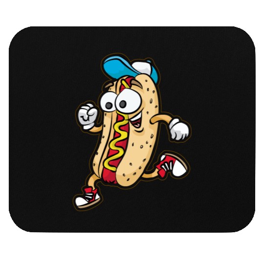 Happy RUNNING HOTDOG BUN Fast Food Marathon Mouse Pads