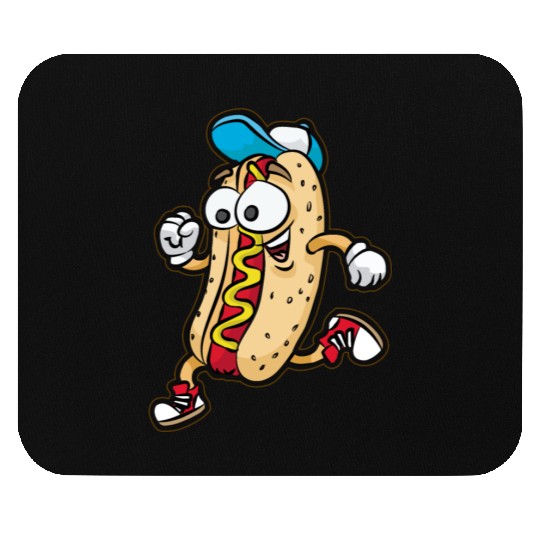 Happy RUNNING HOTDOG BUN Fast Food Marathon Mouse Pads