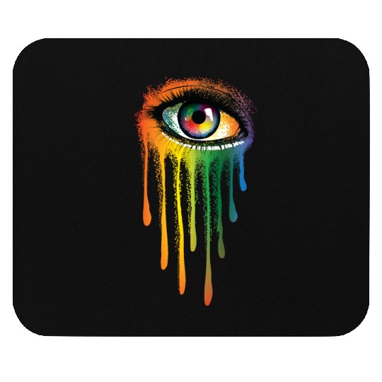 Crying Colorful Tears Sad Eyes Artistic Watercolor Mouse Pads