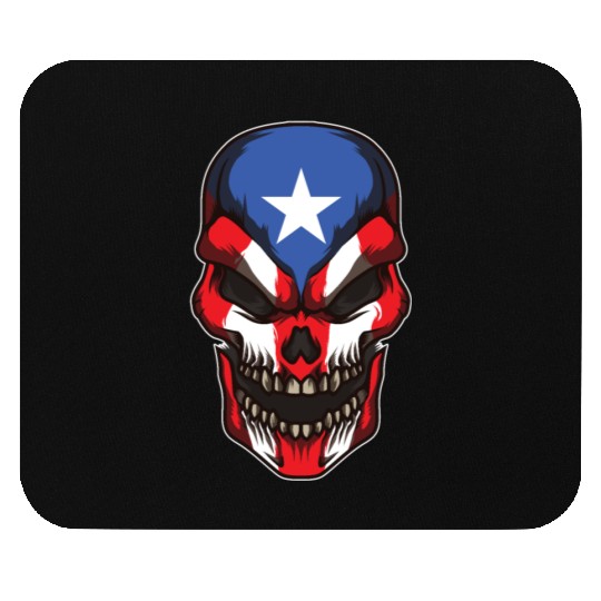 Puerto Rico Skull | Proud Boricua Flag Mouse Pads