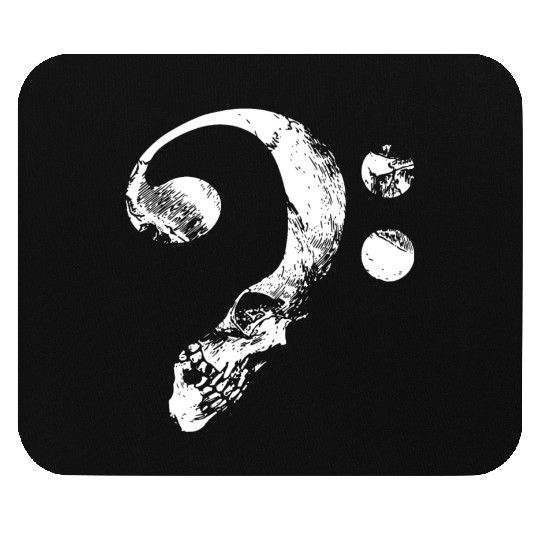 guitar bass skull bass clef osn black and white sh Mouse Pads